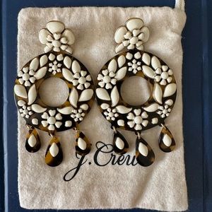 JCrew Tortoise and White enamel earrings